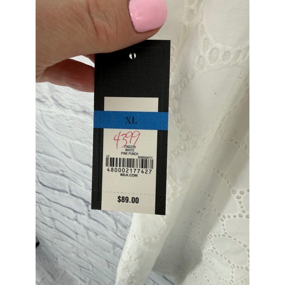 Crown & Ivy Womens XL White Eyelet Halter Mini Dress Cotton Beach Vacay Easter - Picture 3 of 12